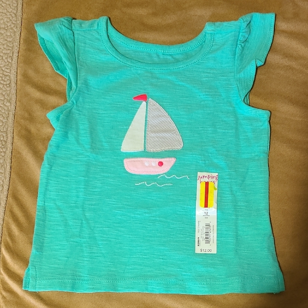 Jumping Beans Teal Kids Shirt with Sailboat Design